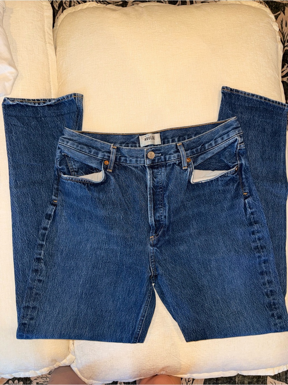 Agolde Women's Dark Blue Straight Leg Jeans